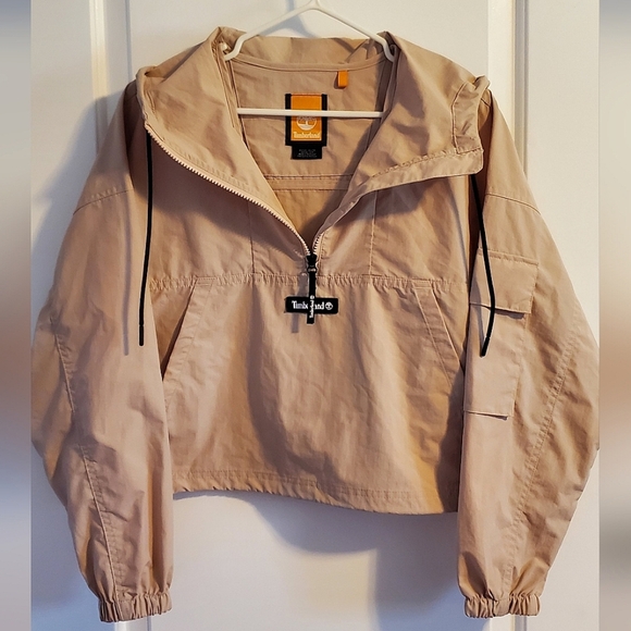 Timberland Water-Repellent Oversized Crop Anorak Jacket • Women's XS • Cream - Picture 1 of 6